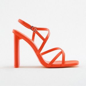 Zara Orange Strappy Sandal Heel